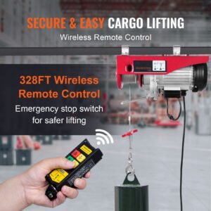 tuspuzz electric hoist, 880 lbs lifting capacity, 850w 110v electric steel wire winch with wireless remote control, 40ft single cable lifting height & pure copper motor, for garage warehouse factory