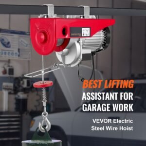 Tuspuzz Electric Hoist, 880 lbs Lifting Capacity, 850W 110V Electric Steel Wire Winch with Wireless Remote Control, 40ft Single Cable Lifting Height & Pure Copper Motor, for Garage Warehouse Factory