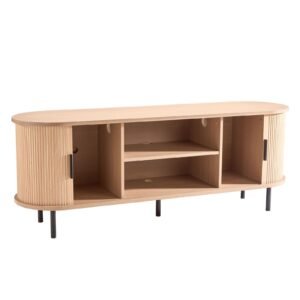 TV Stand, Boho Entertainment Center for TVs up to 58 in, 350 lbs Load, TV Media Console Table with Adjustable Storage Shelves and Rolling Door