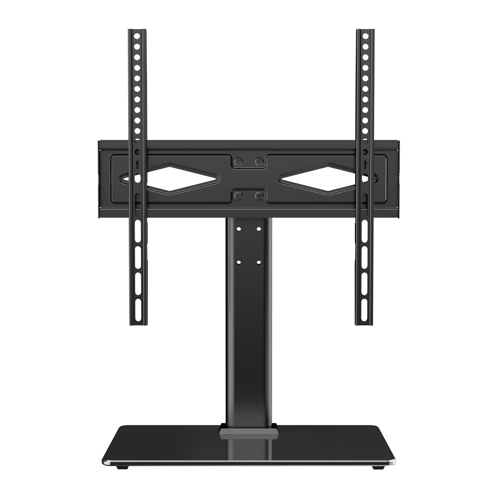 tv stand mount, swivel universal tv stand for 32 to 55 inch tvs, height adjustable portable floor tv stand with tempered glass base for bedroom, living room
