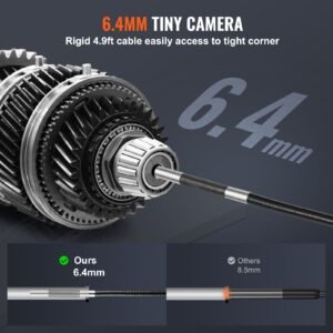 two way articulating borescope with light, inspection camera with 0.25" lens, 5" ips hd screen, flexible mechanic fiber optic snake scope cam for wall automotive engine inspect 4.9ft