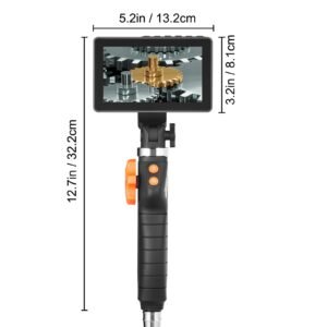 two way articulating borescope with light, inspection camera with 0.25" lens, 5" ips hd screen, flexible mechanic fiber optic snake scope cam for wall automotive engine inspect 4.9ft