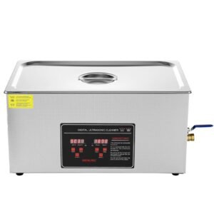 ultrasonic cleaner with digital timer & heater, professional ultra sonic jewelry cleaner, stainless steel heated cleaning machine for glasses watch rings small parts circuit board (22l)