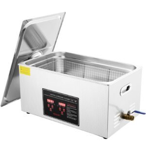 ultrasonic cleaner with digital timer & heater, professional ultra sonic jewelry cleaner, stainless steel heated cleaning machine for glasses watch rings small parts circuit board (22l)