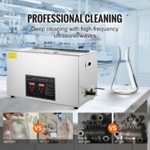 ultrasonic cleaner with digital timer & heater, professional ultra sonic jewelry cleaner, stainless steel heated cleaning machine for glasses watch rings small parts circuit board (30l)