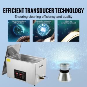 ultrasonic cleaner with digital timer & heater, professional ultra sonic jewelry cleaner, stainless steel heated cleaning machine for glasses watch rings small parts circuit board (30l)