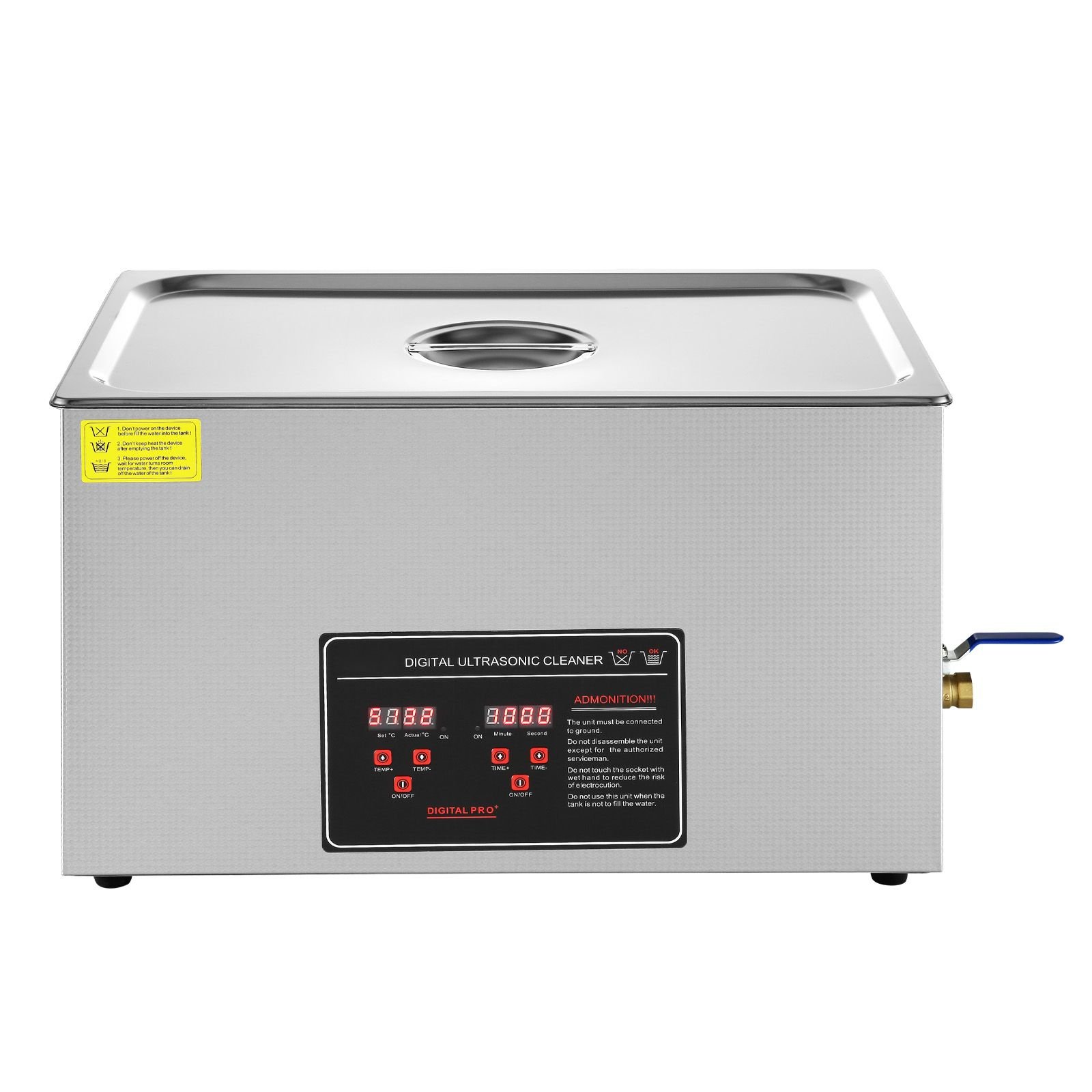 ultrasonic cleaner with digital timer & heater, professional ultra sonic jewelry cleaner, stainless steel heated cleaning machine for glasses watch rings small parts circuit board (30l)