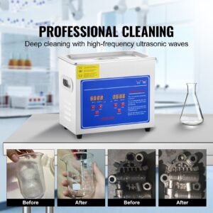 Ultrasonic Cleaner with Digital Timer & Heater, Professional Ultra Sonic Jewelry Cleaner, Stainless Steel Heated Cleaning Machine for Glasses Watch Rings Small Parts Circuit Board (3L)