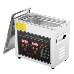 ultrasonic cleaner with digital timer & heater, professional ultra sonic jewelry cleaner, stainless steel heated cleaning machine for glasses watch rings small parts circuit board (3l)