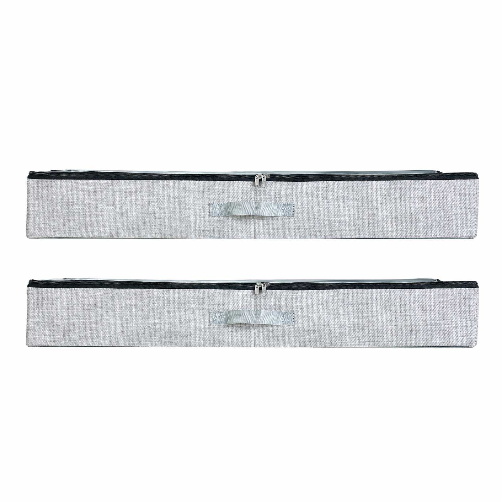 under bed storage with clear lids, 33.5 x 16.9 x 4.7 inch, 45l large underbed clothes storage containers, low profile under bed drawer shoe organizer bins box for blanket shoe bedroom, 2 pack