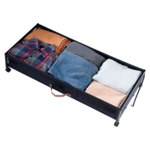 under bed storage with wheels, 36.0 x 18.1 x 7.3 inch, underbed containers with clear lid, underbed shoe organizer, rolling under the bed storage bins for clothes shoes blankets bedroom, 2 pack