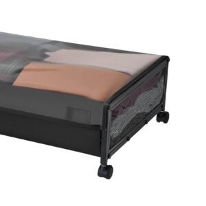 under bed storage with wheels, 36.0 x 18.1 x 7.3 inch, underbed containers with clear lid, underbed shoe organizer, rolling under the bed storage bins for clothes shoes blankets bedroom, 2 pack