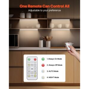 under cabinet lighting, 5 pcs, 68 led motion sensor lights, rechargeable battery operated closet lights with remote control, wireless under counter light for cabinets, bookshelf, stair, hallway
