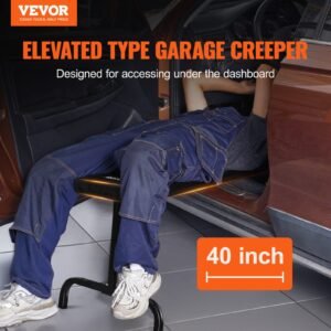 under dash creeper, 40 in, 330 lbs load capacity rolling mechanic garage creeper, 20.3 27.4 in height adjustable, laying down or upright inside of car or truck, easy fold support for garage shop