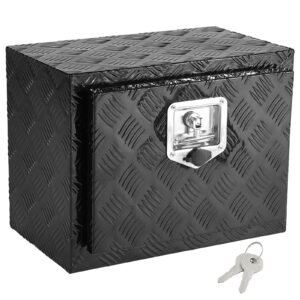 underbody truck box, 18" x 12" x 14" pickup storage box, heavy duty aluminum diamond plate tool box with lock and keys, waterproof trailer storage box with t handle latch for truck, van, trailer
