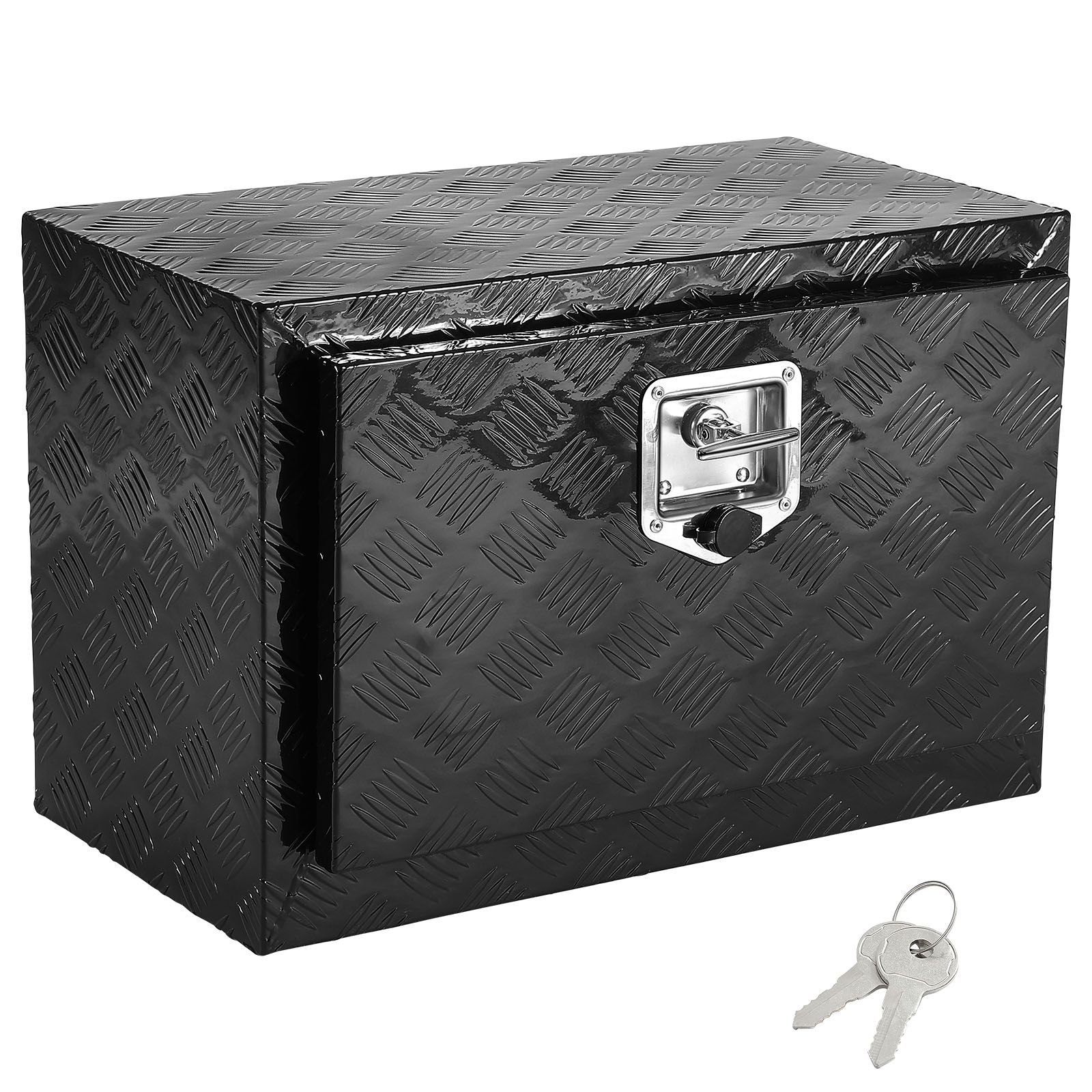 underbody truck box, 24" x 17" x 18" pickup storage box, heavy duty aluminum diamond plate tool box with lock and keys, waterproof trailer storage box with t handle latch for truck, van, trailer