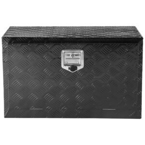 underbody truck box, 36" x 17" x 18" pickup storage box, heavy duty aluminum diamond plate tool box with lock and keys, waterproof trailer storage box with t handle latch for truck, van, trailer