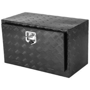 underbody truck box, 36" x 17" x 18" pickup storage box, heavy duty aluminum diamond plate tool box with lock and keys, waterproof trailer storage box with t handle latch for truck, van, trailer