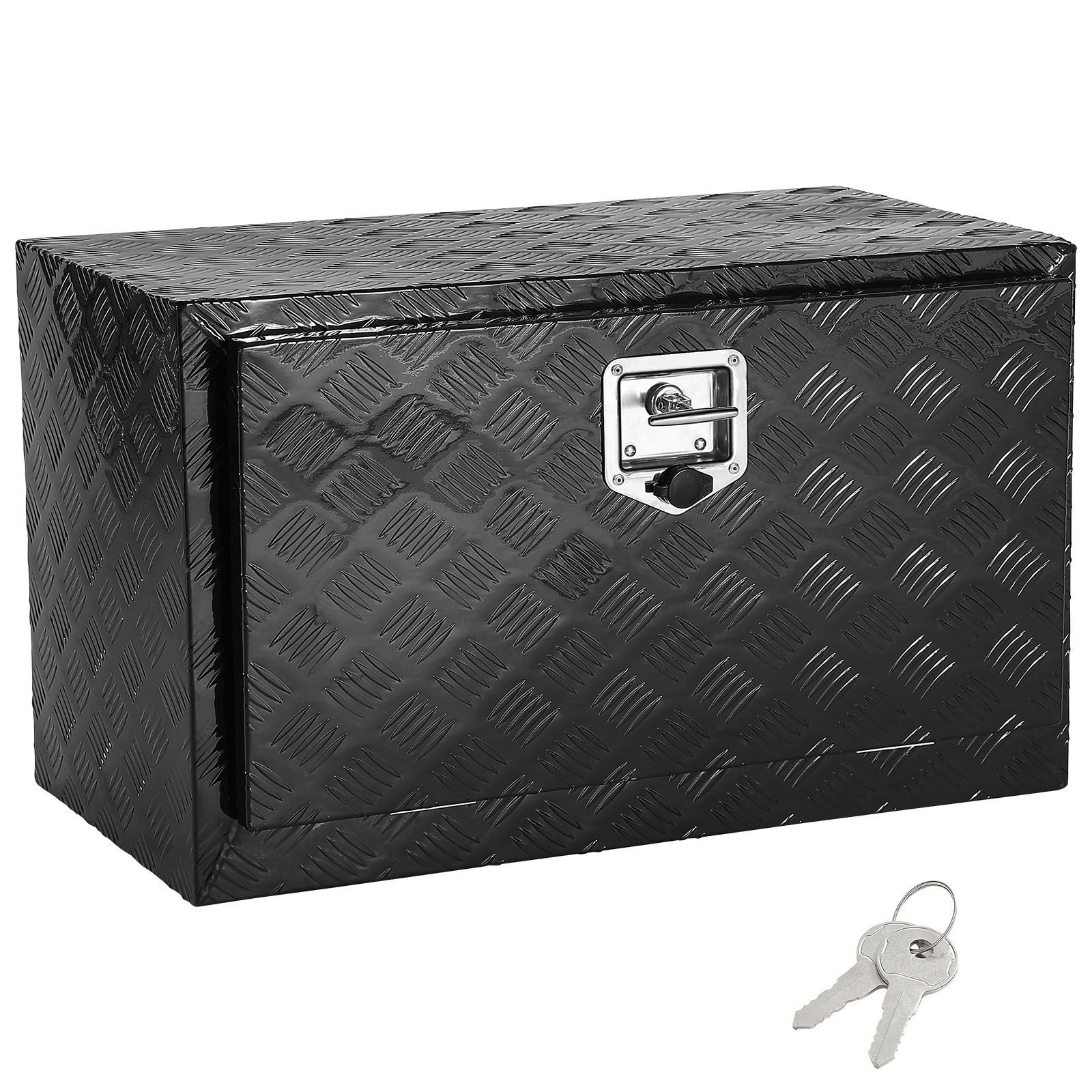 underbody truck box, 36" x 17" x 18" pickup storage box, heavy duty aluminum diamond plate tool box with lock and keys, waterproof trailer storage box with t handle latch for truck, van, trailer