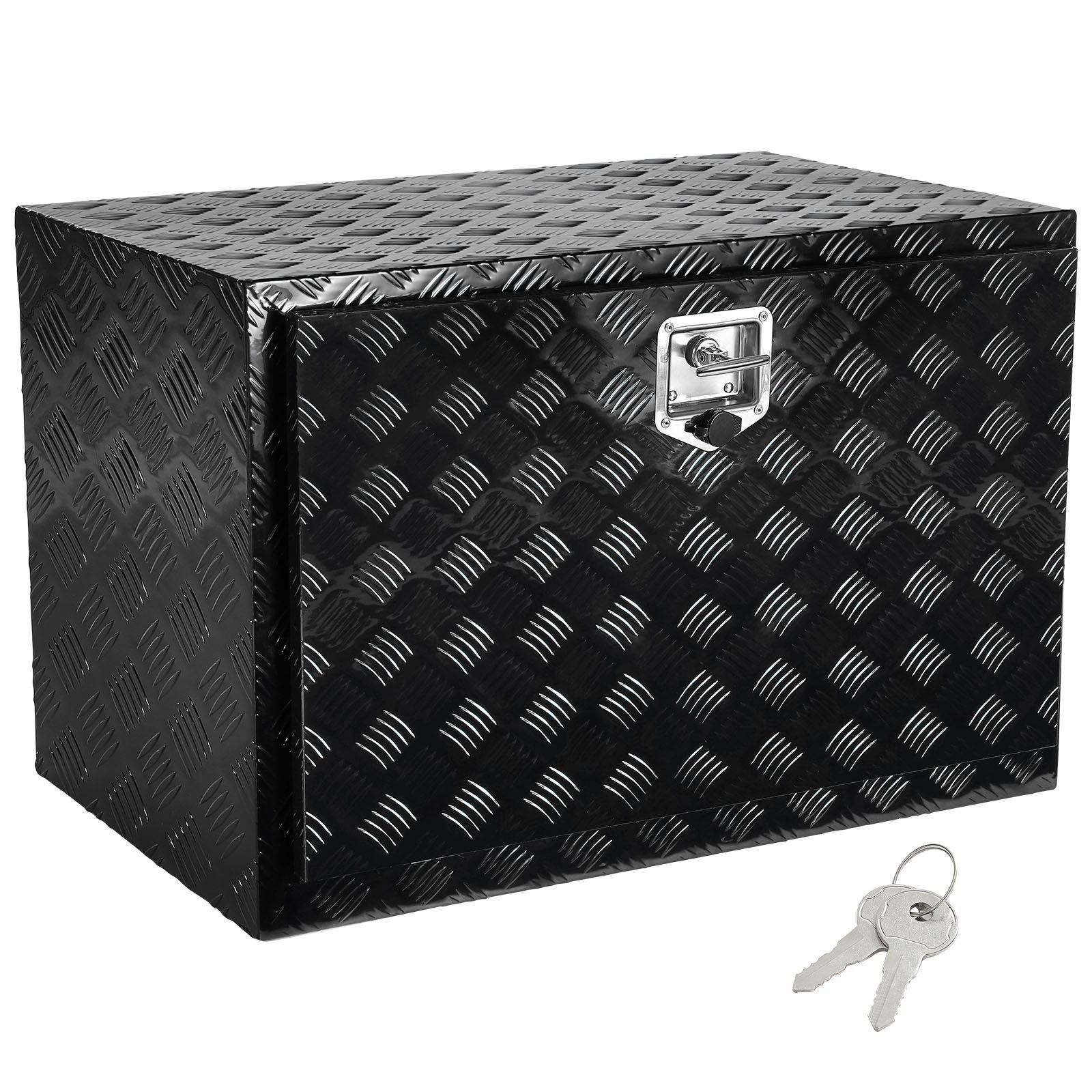underbody truck box, 48" x 17" x 18" pickup storage box, heavy duty aluminum diamond plate tool box with lock and keys, waterproof trailer storage box with t handle latch for truck, van, trailer