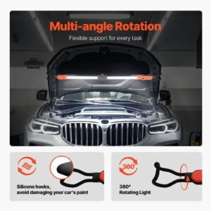 underhood work light, 2300lm, 6000mah rechargeable bright led light, portable cordless mechanic work light bar with hooks, for car repairing inspection garage workshop emergency home lighting