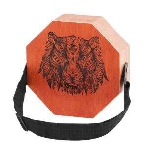 unique cajon box drum, with internal guitar strings, portable wooden percussion box, birch wood drum musical instrument with adjustable strap, for beginners & professionals, 11.6 x 11.6 x 4 in