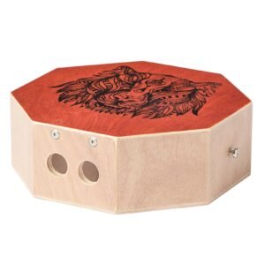 unique cajon box drum, with internal guitar strings, portable wooden percussion box, birch wood drum musical instrument with adjustable strap, for beginners & professionals, 11.6 x 11.6 x 4 in