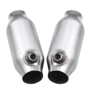 Universal Catalytic Converter, 2.5 Inch Inlet/Outlet, 2 Pack High Flow Car Catalytic Converter with O2 Port, Direct Replacement, Stainless Steel Material, for Quick Exhaust Gas Purification