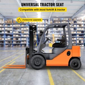 universal fold down forklift seat with retractable safety belt, armrest,adjustable seat for excavator, forklift, tractor, skid loader, backhoe dozer telehandler