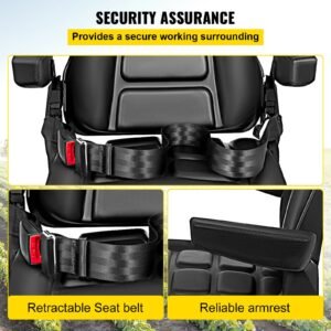 universal fold down forklift seat with retractable safety belt, armrest,adjustable seat for excavator, forklift, tractor, skid loader, backhoe dozer telehandler