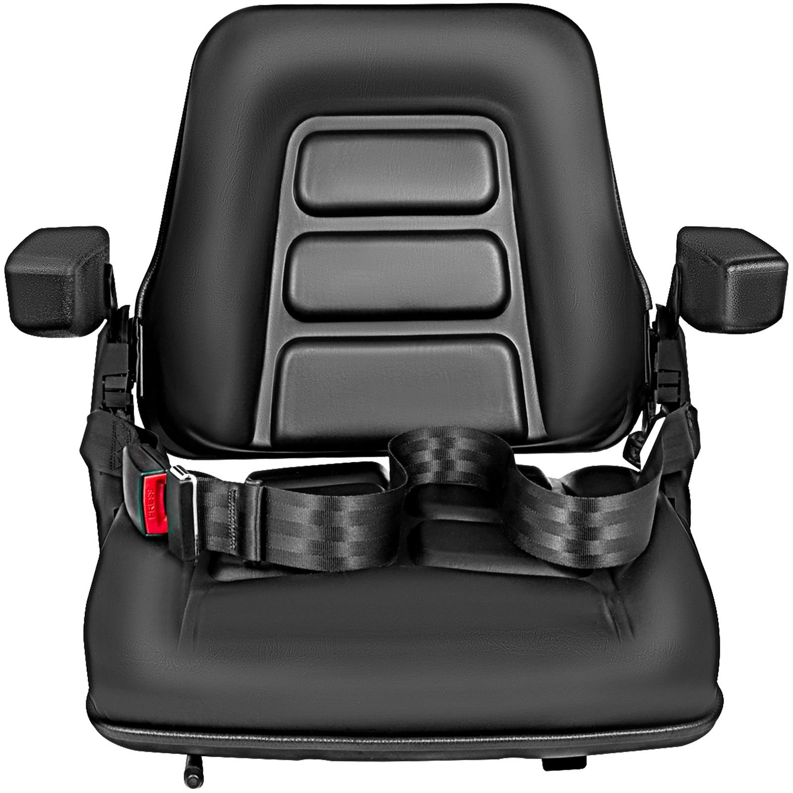 universal fold down forklift seat with retractable safety belt, armrest,adjustable seat for excavator, forklift, tractor, skid loader, backhoe dozer telehandler