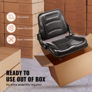 universal forklift seat, fold down tractor seat with adjustable angle back and micro switch, 6.3 13.4 inch extended slot comfortable forklift seat for tractor loader excavator