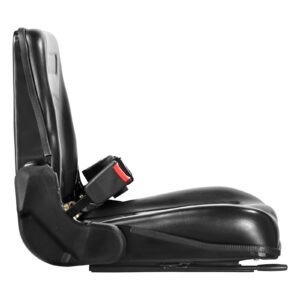 universal forklift seat, fold down tractor seat with adjustable angle back, micro switch and retractable seatbelt, 6.3 13.4 inch slot forklift seat for tractor loader excavator