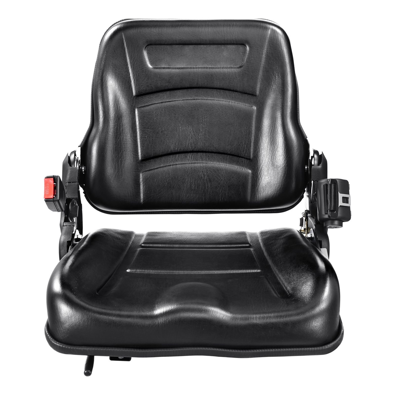 universal forklift seat, fold down tractor seat with adjustable angle back, micro switch and retractable seatbelt, 6.3 13.4 inch slot forklift seat for tractor loader excavator