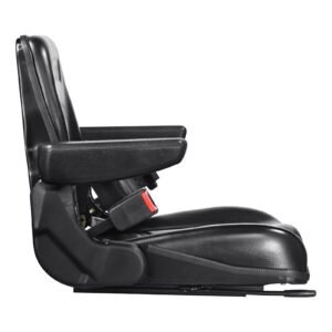 universal forklift seat, fold down tractor seat with adjustable angle back, micro switch, seatbelt and armrests, 6.3 13.4 inch slot tractor seat for tractor loader excavator