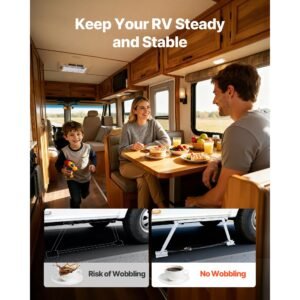 universal rv stabilizer, rv bumper stabilizer for trailers, campers, fifth wheel, compact foldable design for easy storage, adjustable height from 12 inch to 28 inch, reduces rv wobble, 1 pack