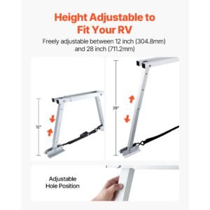 universal rv stabilizer, rv bumper stabilizer for trailers, campers, fifth wheel, compact foldable design for easy storage, adjustable height from 12 inch to 28 inch, reduces rv wobble, 1 pack