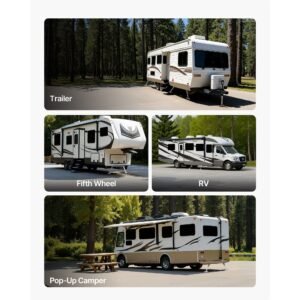 universal rv stabilizer, rv bumper stabilizer for trailers, campers, fifth wheel, compact foldable design for easy storage, adjustable height from 12 inch to 28 inch, reduces rv wobble, 1 pack