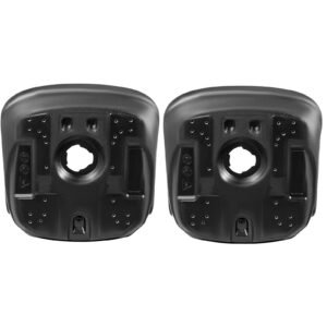 universal tractor seat replacement 2 pack, compact high back mower seat pair, black vinyl forklift seat, central drain hole skid steer seat with mounting bolt patterns