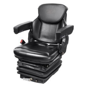 Universal Tractor seat Suspension, Fold Down Forklift Seat with Adjustable Angle Back, Micro Switch, Seatbelt and Armrests, 3-level Shock Absorption Tractor Seat for Tractor Loader Excavator