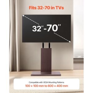 universal tv stand, table top tv stand for 32 70 inch screens, swivel and height adjustable tv mount stand holds up to 99 lbs with power strip, for living room, bedroom, max vesa 600 x 400 mm
