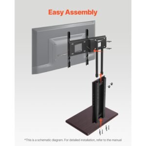 universal tv stand, table top tv stand for 32 70 inch screens, swivel and height adjustable tv mount stand holds up to 99 lbs with power strip, for living room, bedroom, max vesa 600 x 400 mm