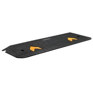 upgraded rubber threshold ramp, 1" rise wheelchair ramp doorway, natural curb ramp rated 33069 lbs load capacity, non slip textured surface rubber curb ramp for wheelchair and scooter