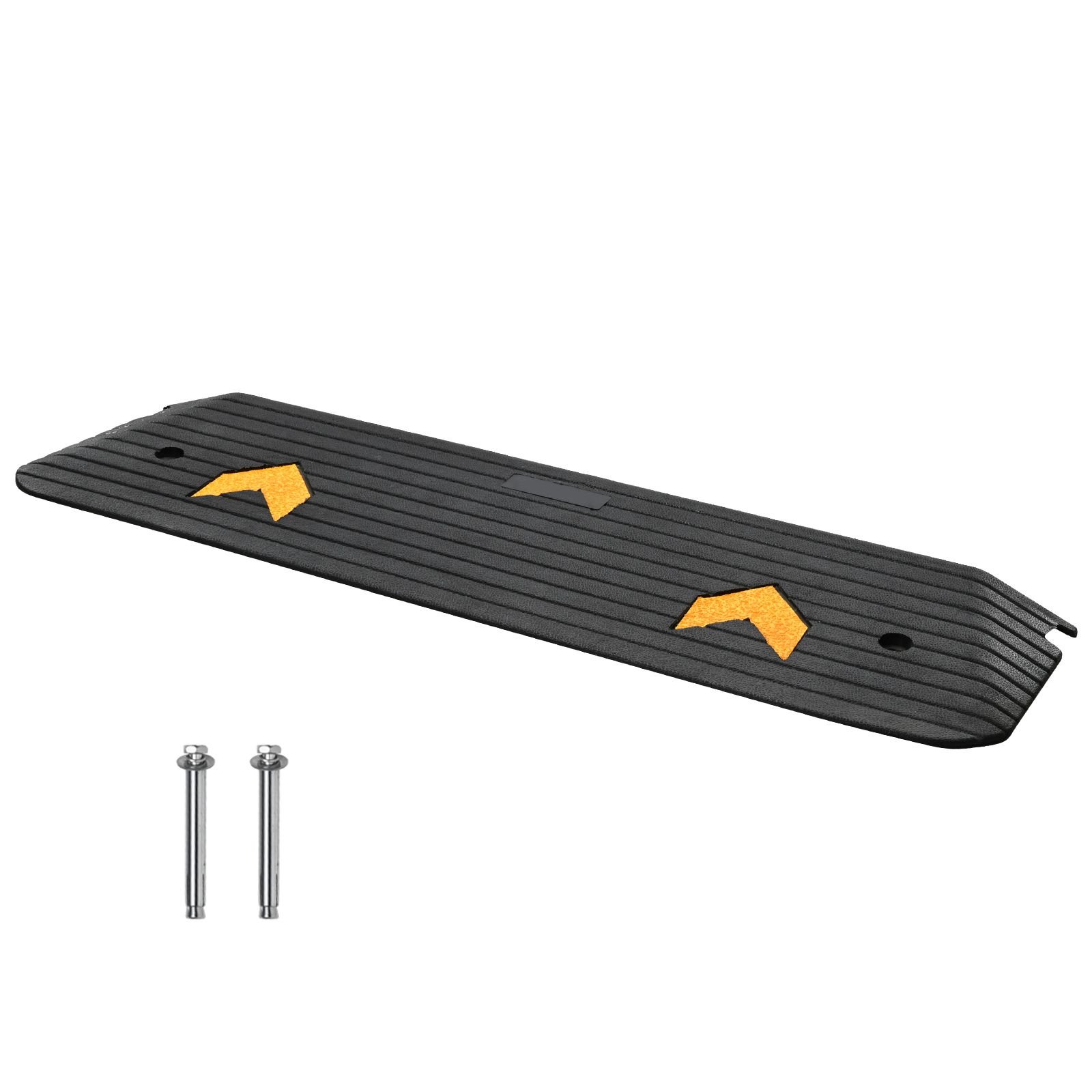 upgraded rubber threshold ramp, 1" rise wheelchair ramp doorway, natural curb ramp rated 33069 lbs load capacity, non slip textured surface rubber curb ramp for wheelchair and scooter