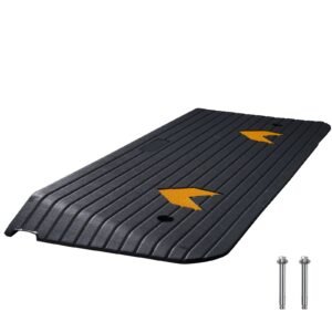 upgraded rubber threshold ramp, 1.5" rise wheelchair ramp doorway, natural curb ramp rated 33069 lbs load capacity, non slip textured surface rubber curb ramp for wheelchair and scooter