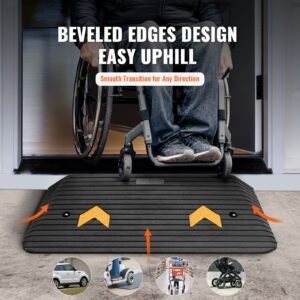 upgraded rubber threshold ramp, 3" rise door ramp with 1 channel, natural rubber car ramp with non slip textured surface, 33069 lbs load capacity curb ramp for wheelchair and scooter