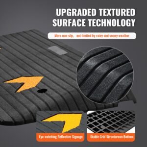 upgraded rubber threshold ramp, 3" rise door ramp with 1 channel, natural rubber car ramp with non slip textured surface, 33069 lbs load capacity curb ramp for wheelchair and scooter
