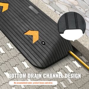 upgraded rubber threshold ramp, 3" rise door ramp with 1 channel, natural rubber car ramp with non slip textured surface, 33069 lbs load capacity curb ramp for wheelchair and scooter