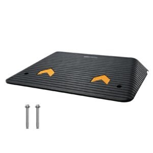 upgraded rubber threshold ramp, 4" rise door ramp with 1 channel, natural rubber car ramp with non slip textured surface, 33069 lbs load capacity curb ramp for wheelchair and scooter