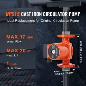 ups15 58fc hot water recirculating pump, 110v, 82w 17 gpm hot water circulation pump, 1" npt flange 3 speed circulator pump, quiet operation circulator pump for home water heater system